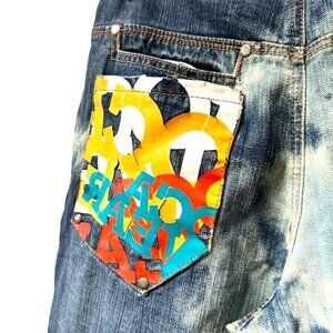 Rocawear vintage distressed jeans size 28 waist, boys size 16 , womens size 8